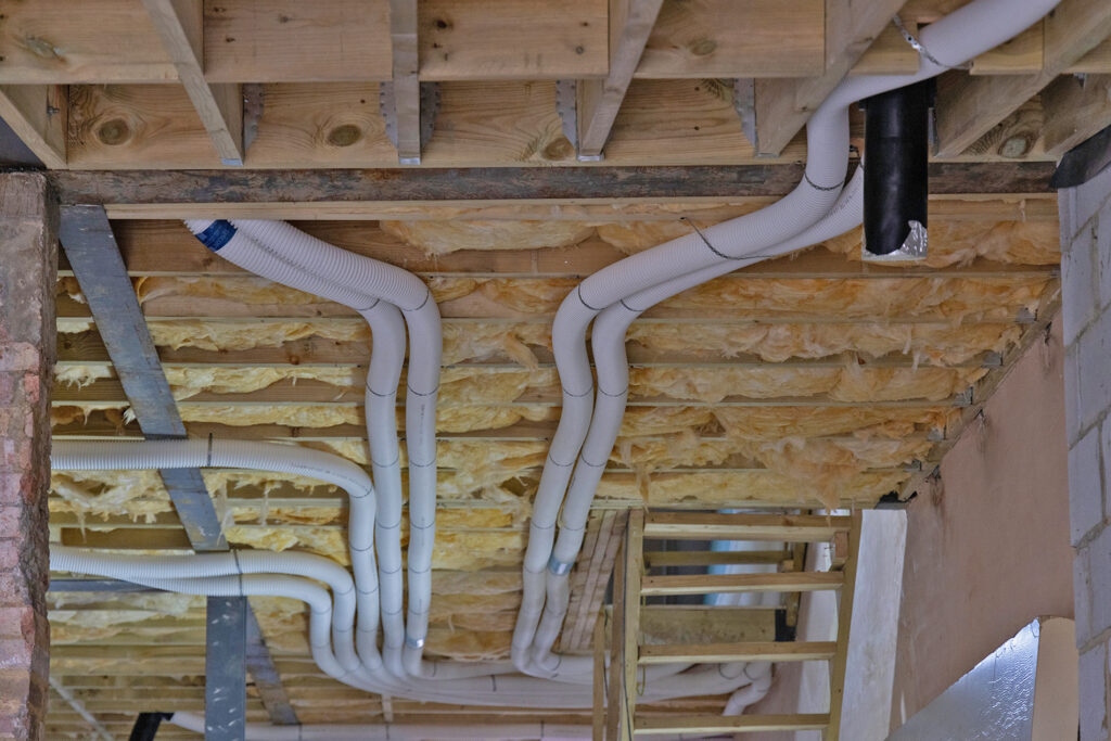 Image showing ducting from MVHR unit to all rooms of the house at Herbert Paradise, Kensal Rise, NW London