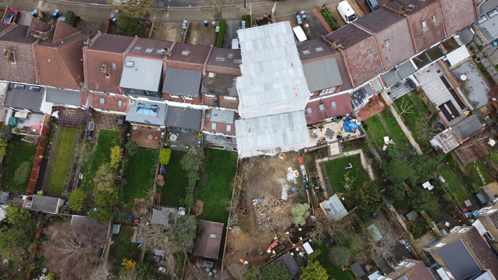 Aerial View of Progress on Site at Herbert Paradise, Kensal Rise, NW London