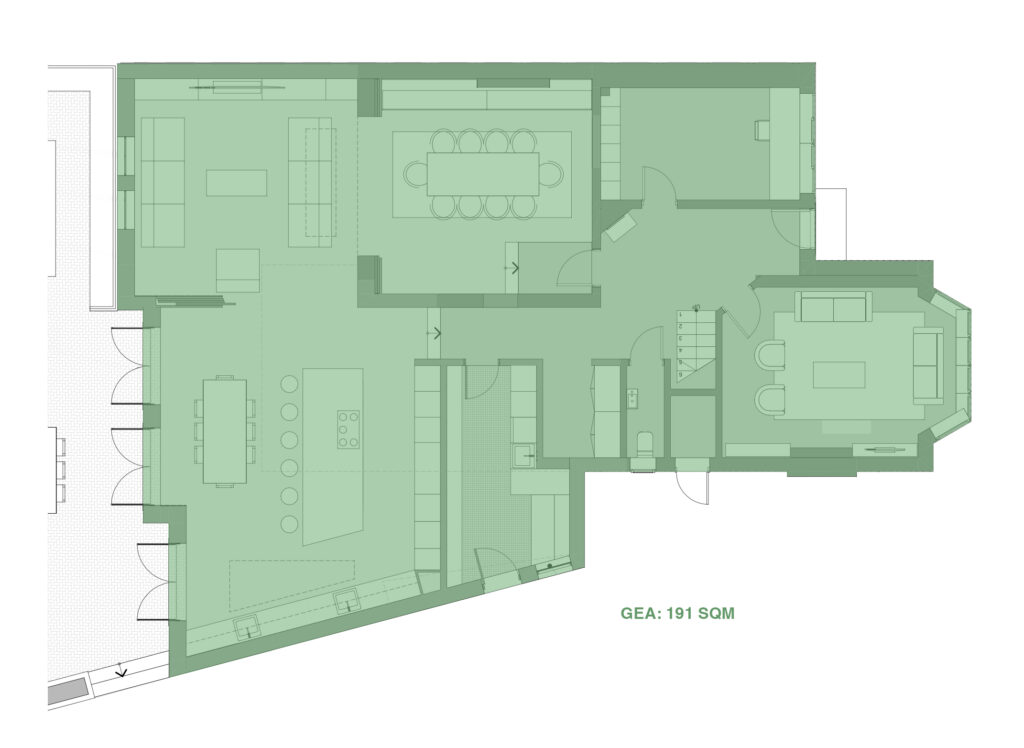 image of plan showing Gross External Area of Arches House in West Hampstead, North West London