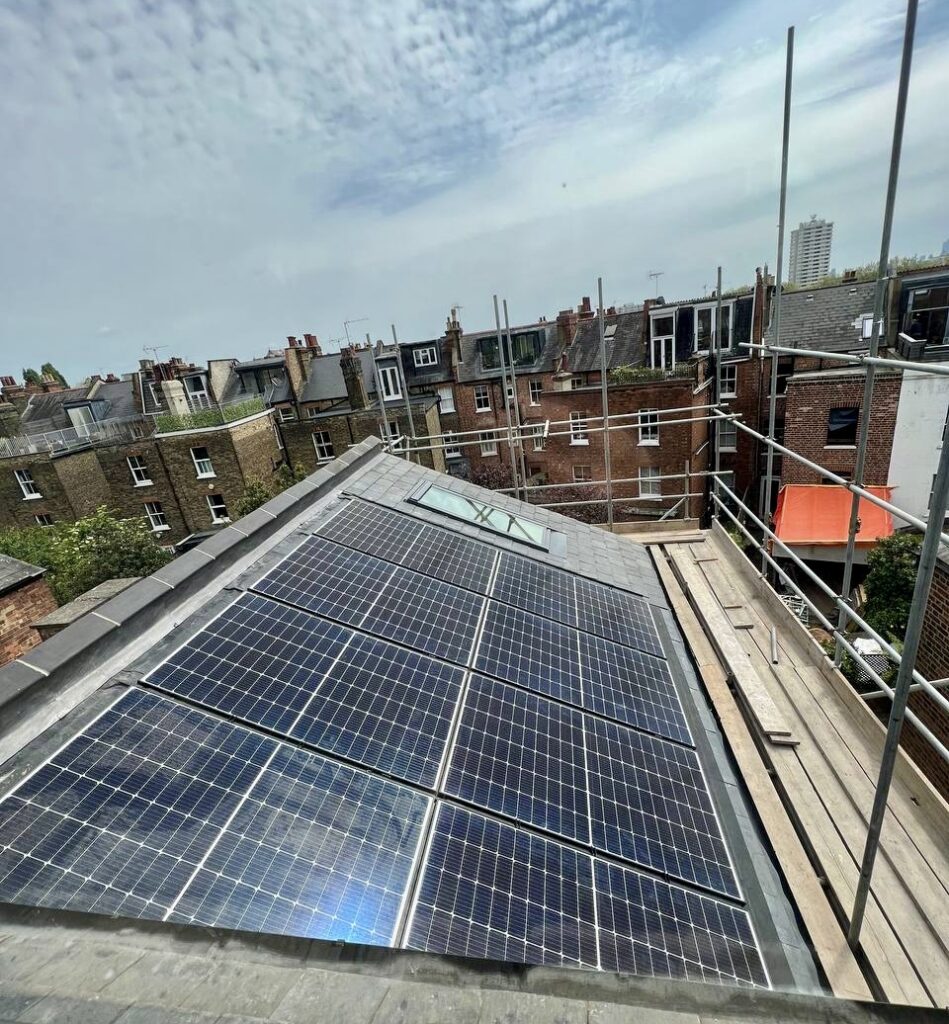 image of Solar panels on the rear outrigger roof at our Ice Cream House in Hampstead, N London