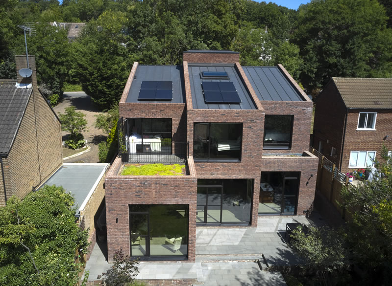 Image of Solar panels on the roof of our Mill Hill House project in North London