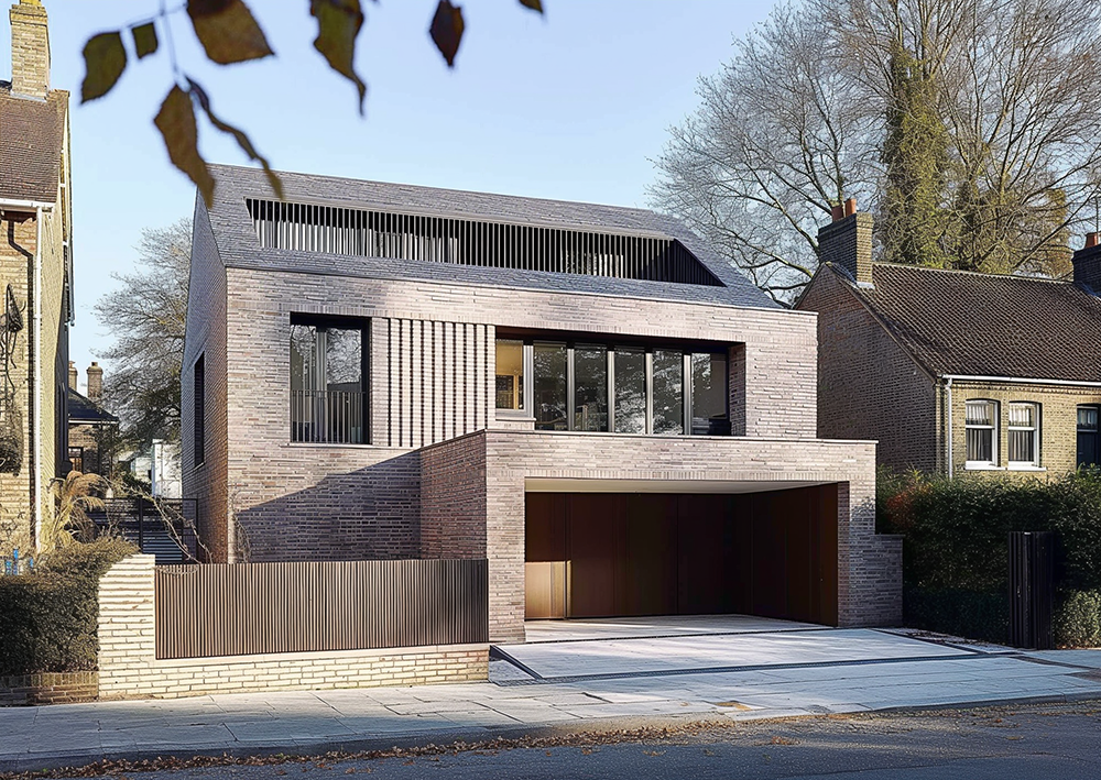 Architectural rendering of a modern, Passivhaus house in London