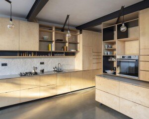 Plywood kitchen design self build london