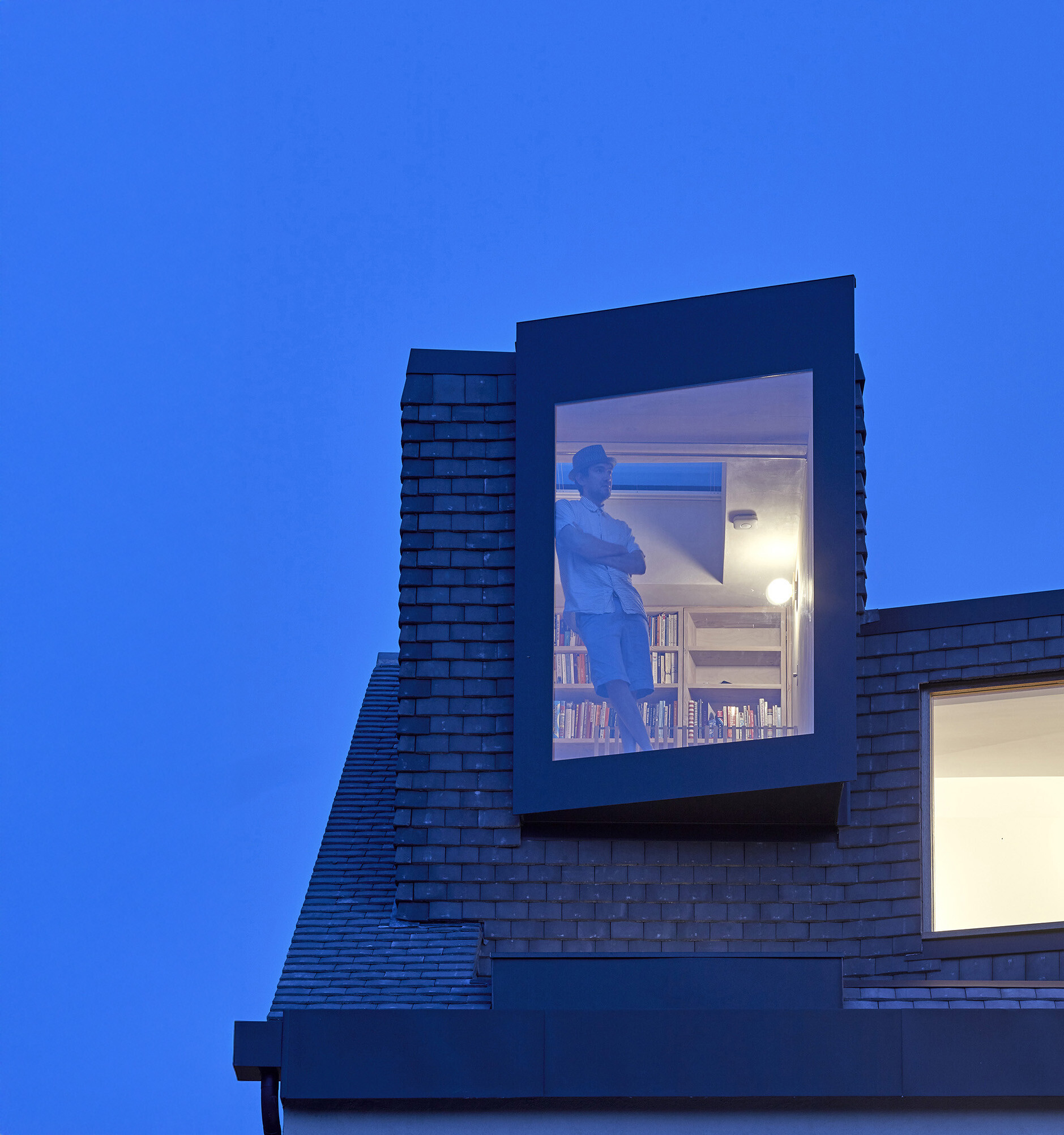 Window high up on a contemporary low energy house extension in London 