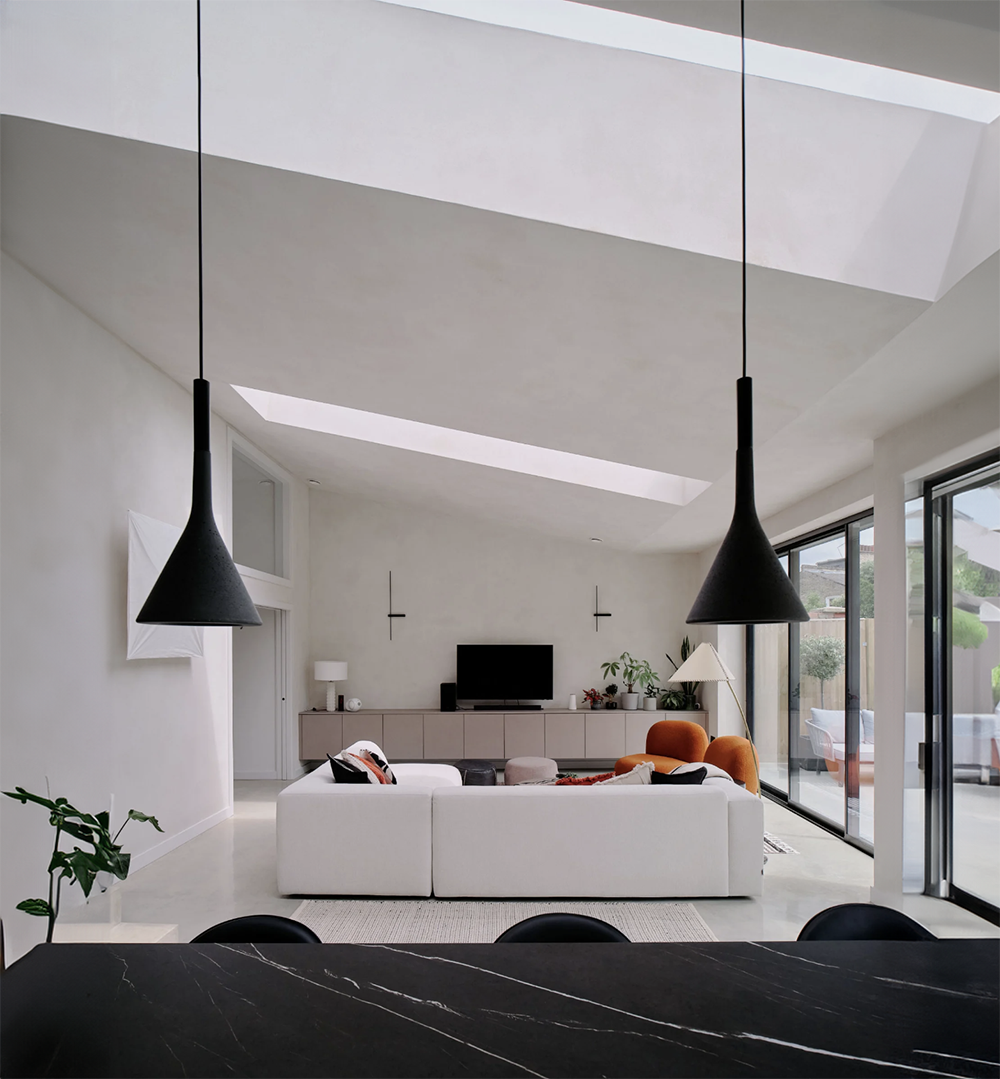 View of Living room in low energy sustainable home in North West London