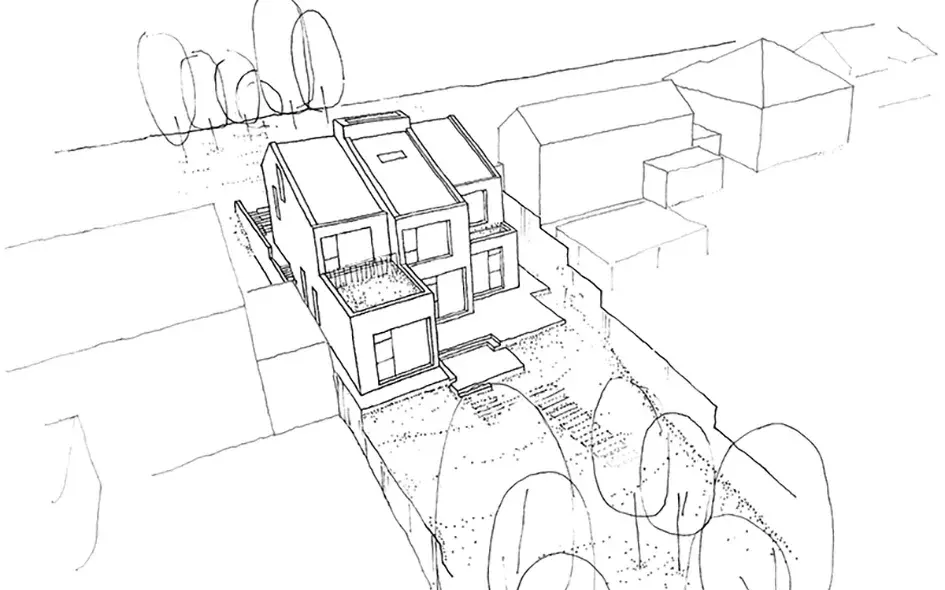 RISE-Design-Studio-Architects-Mill-Hill-House-New-Build-Sustainable-Home-4DR-6-Sketch-aerial