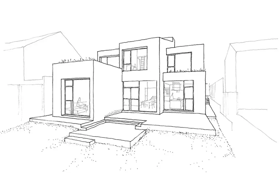 RISE-Design-Studio-Architects-Mill-Hill-House-New-Build-Sustainable-Home-4DR-8-Sketch-rear