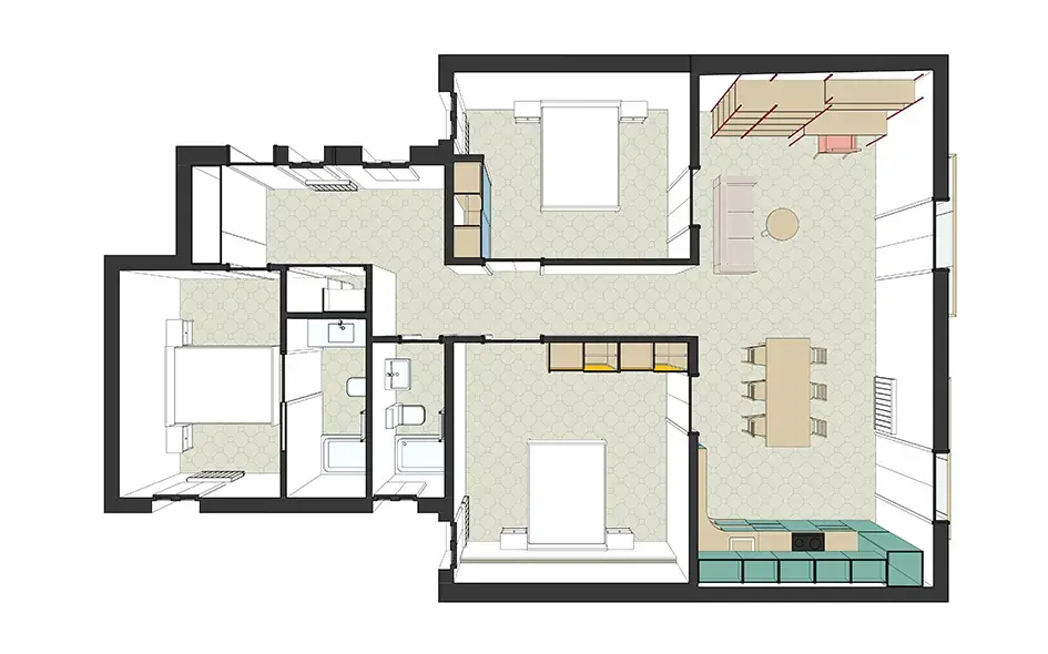 RISE-Design-Studio-Architects-Poblenou-Barcelona-Apartment-Flat-Renovation-4DR-1-3D-Plan-1