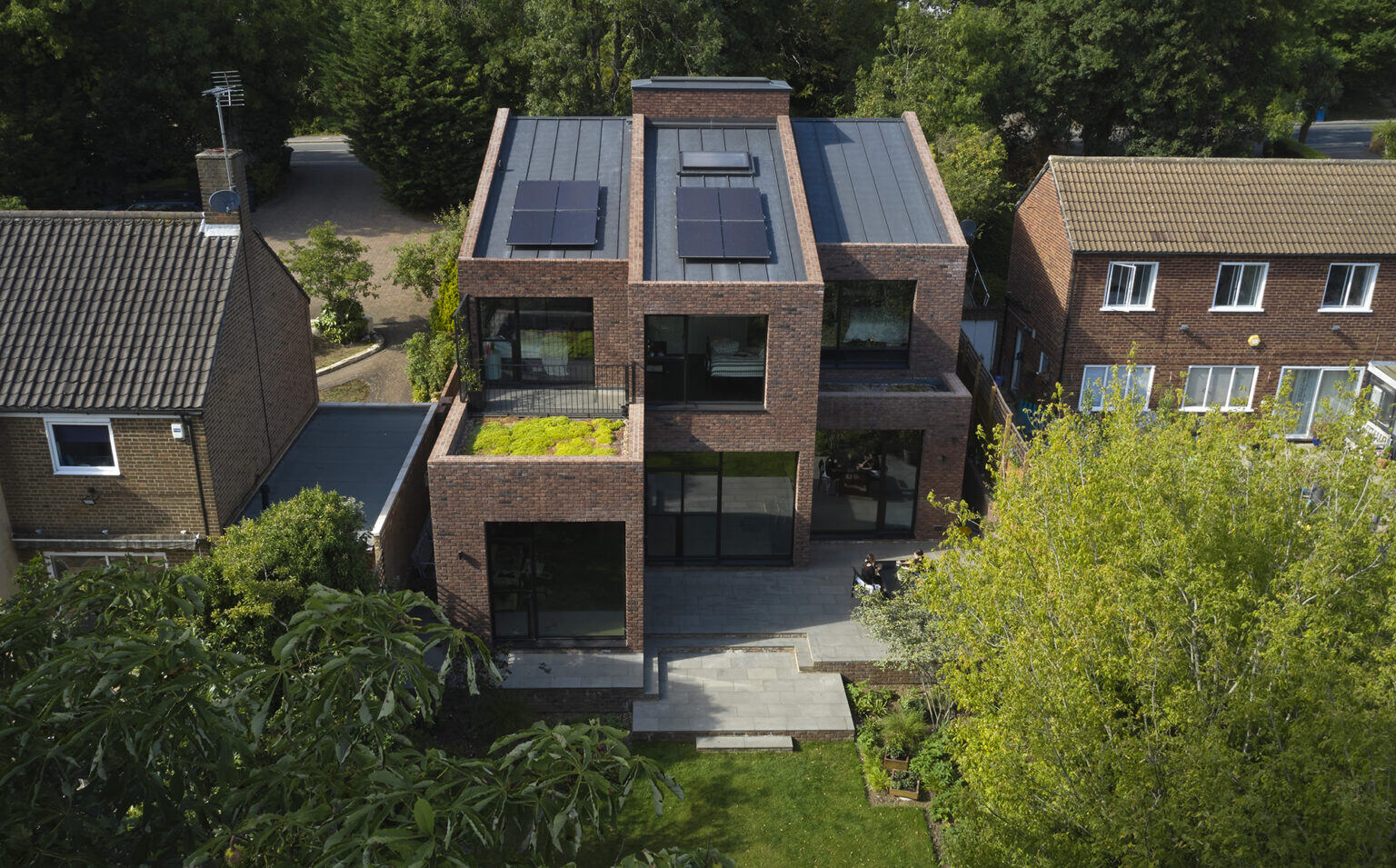 Aerial View of Mill Hill House in North London, designed by Architects RISE Design Studio